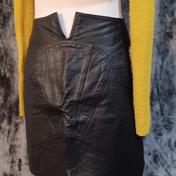 Vintage Leather Skirt G-III Black Zip Up Size 5 - Picture 7 of 8